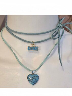 NEW Mix N Match DUO of LOVE and Heart Charms on Suede Necklaces